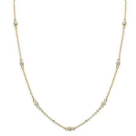 14K Gold Diamond Station Necklace