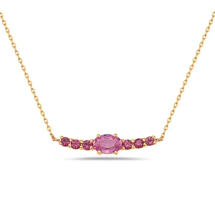 14K Rose Gold Sapphire and Garnet Necklace