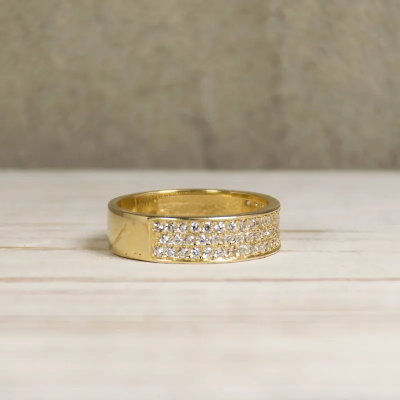 14K Yellow Gold Round White Cubic Zirconia 1.3mm Ring