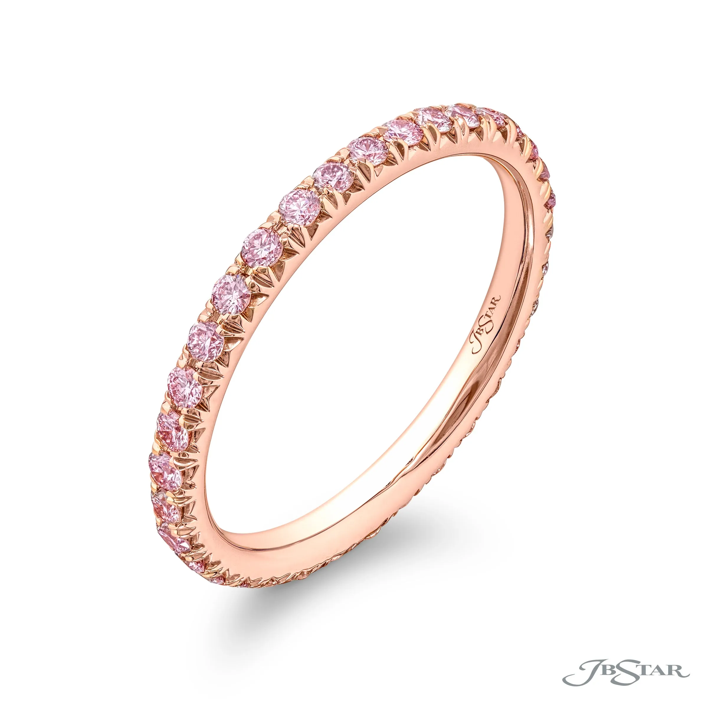18K PINK GOLD ETERNITY SET WITH 35 FANCY PINK DIAMONDS