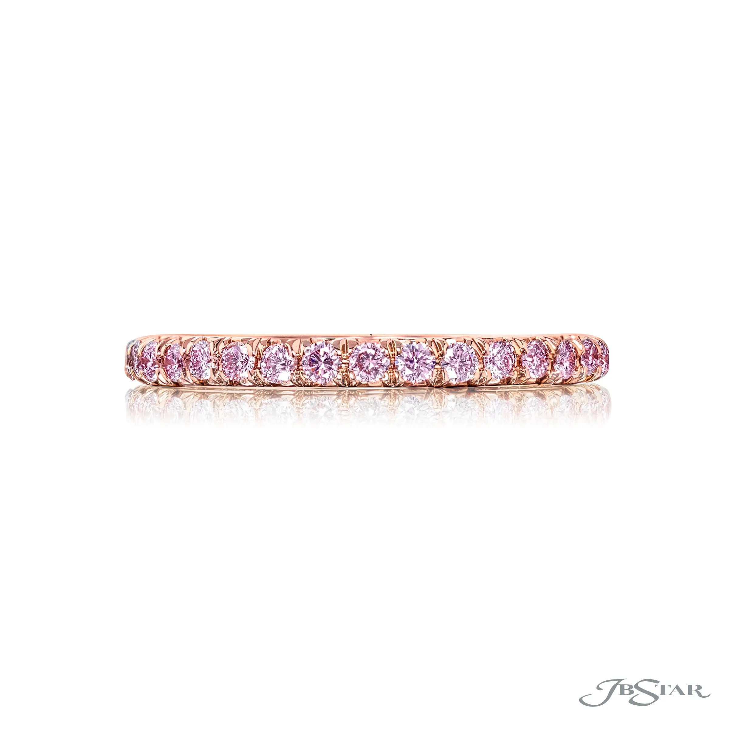 18K PINK GOLD ETERNITY SET WITH 35 FANCY PINK DIAMONDS
