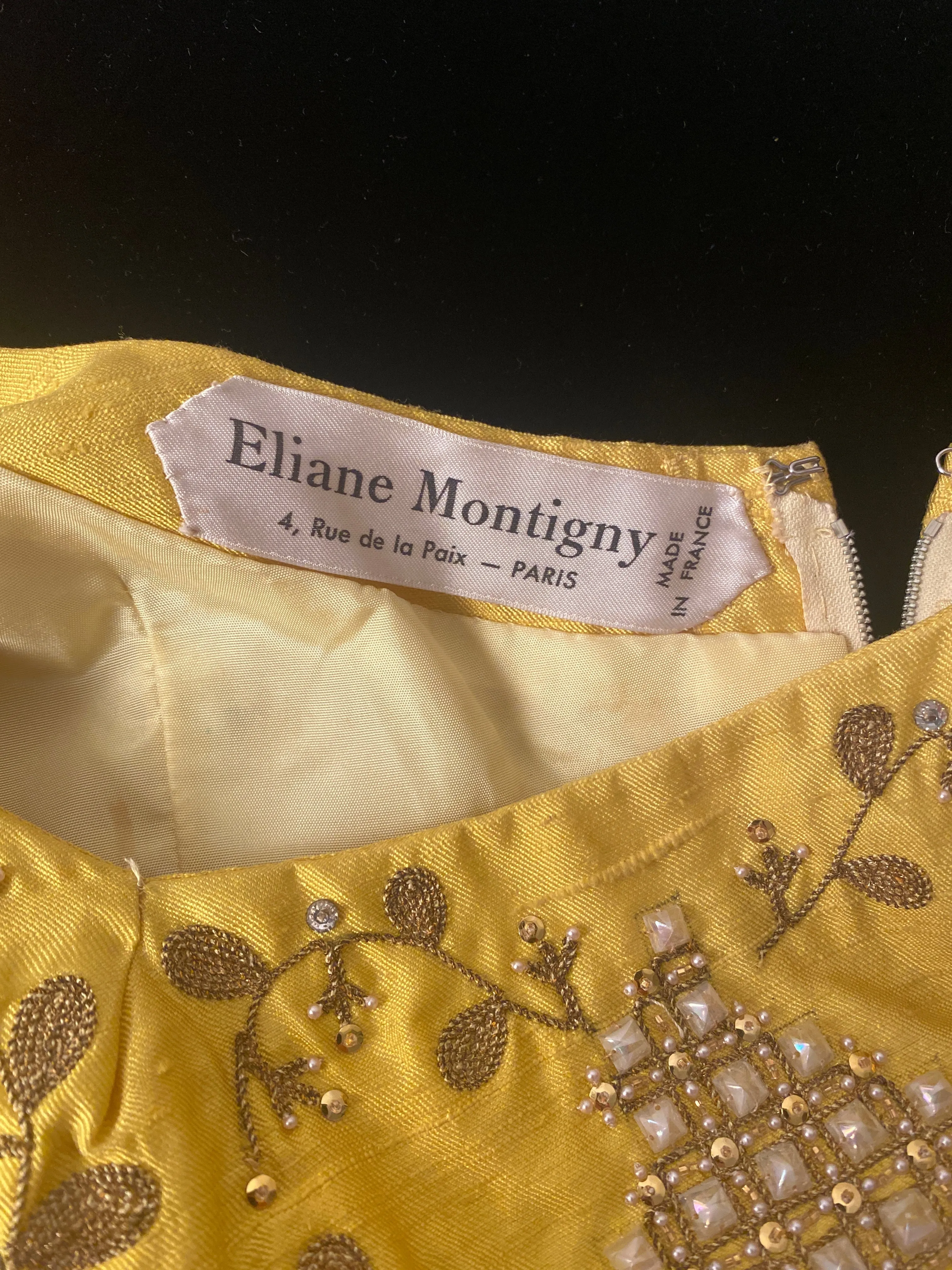 1960s Eliane Montigny French Couture Velvet and Silk Dress