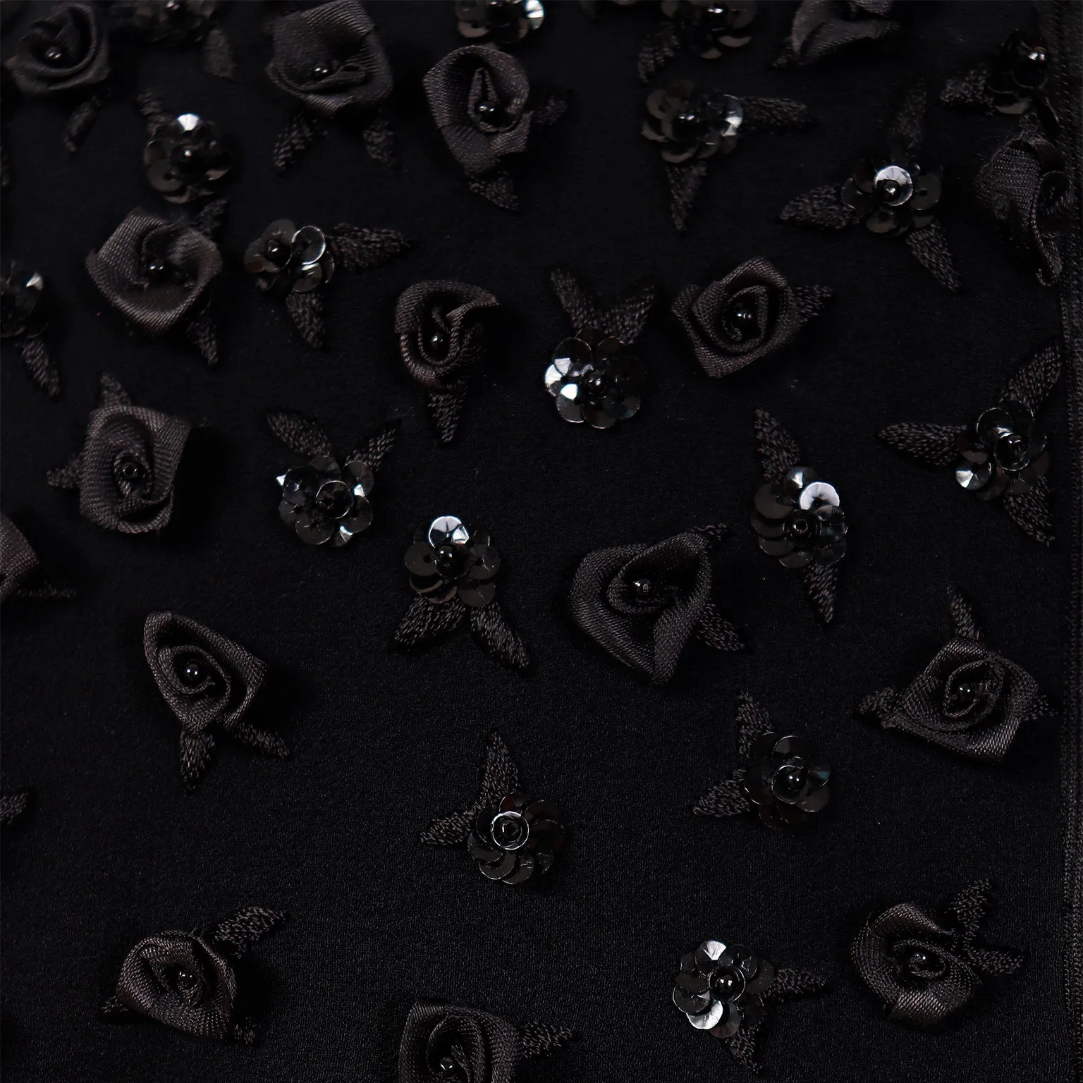 1990s Fendi Karl Lagerfeld Vintage Black Silk Evening Dress w Appliques