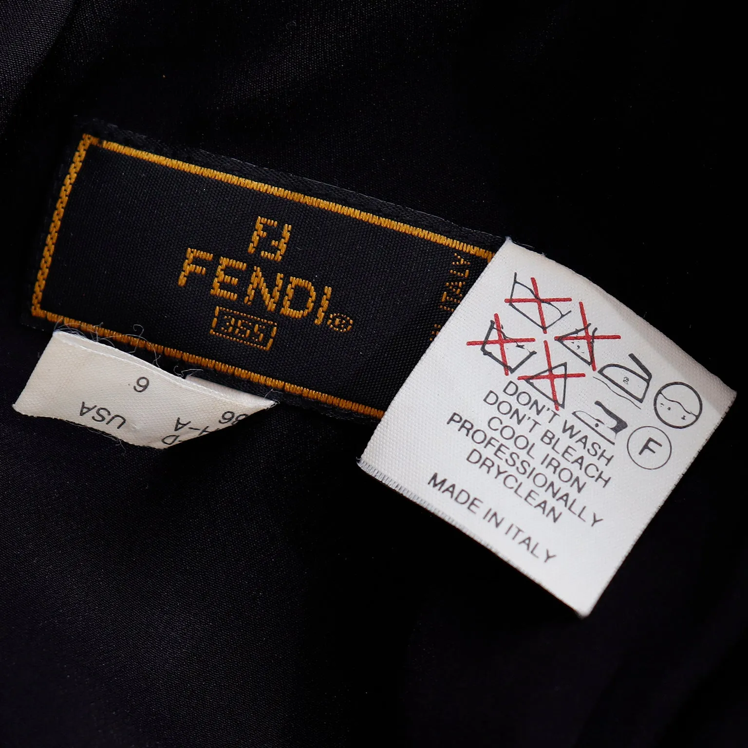 1990s Fendi Karl Lagerfeld Vintage Black Silk Evening Dress w Appliques