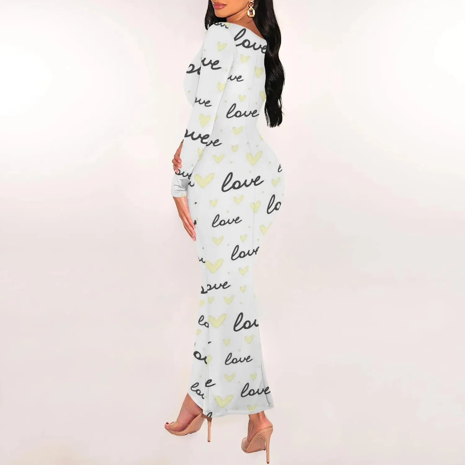 2024 Women's Casual Square Neck Long Sleeve Tie Dye Sexy Bodycon Fall Maxi Dresses Evening Formal Cocktail Party Club Dress