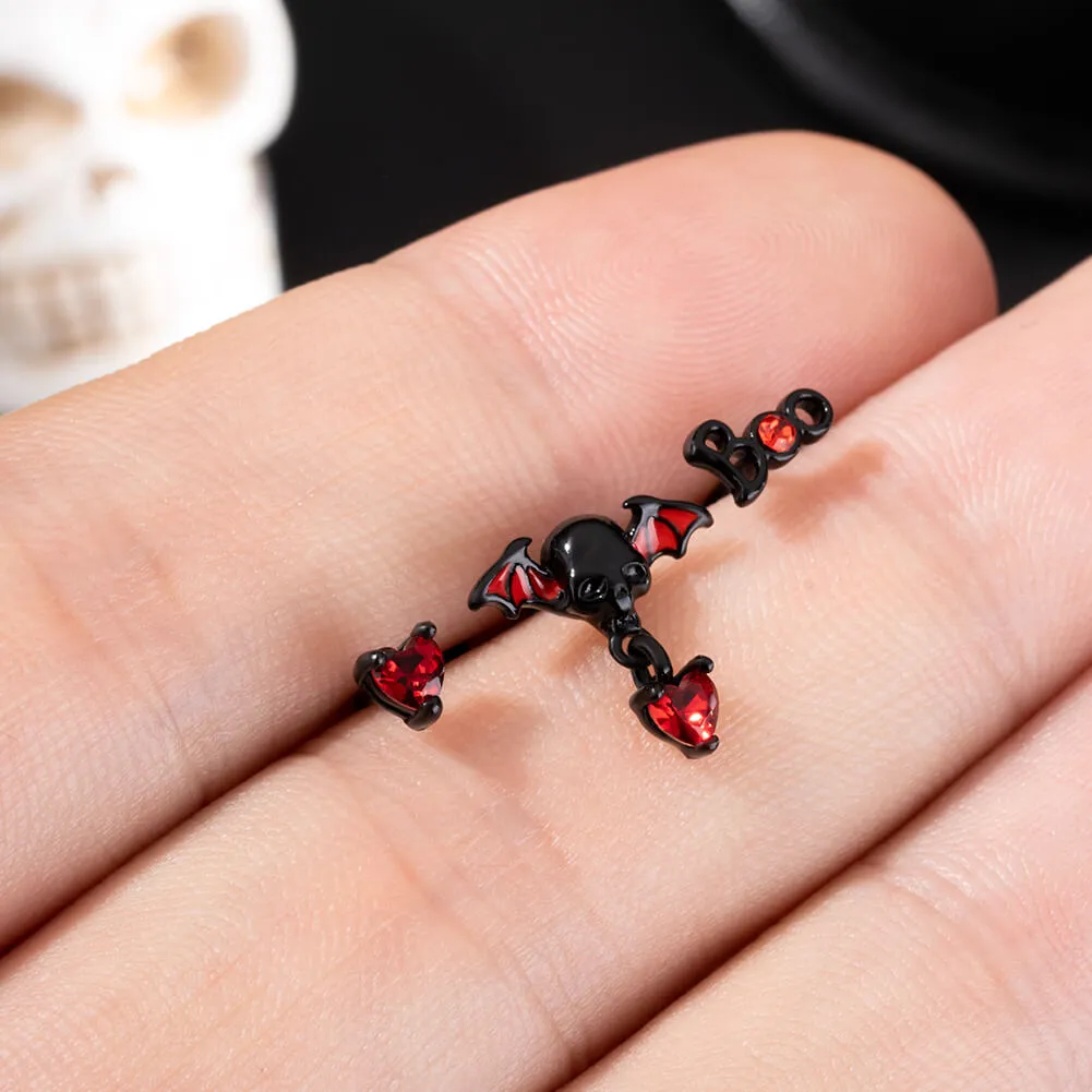 20G 3PCS Skull Head/Boo/Heart Top L-Shaped Nostril Studs Set