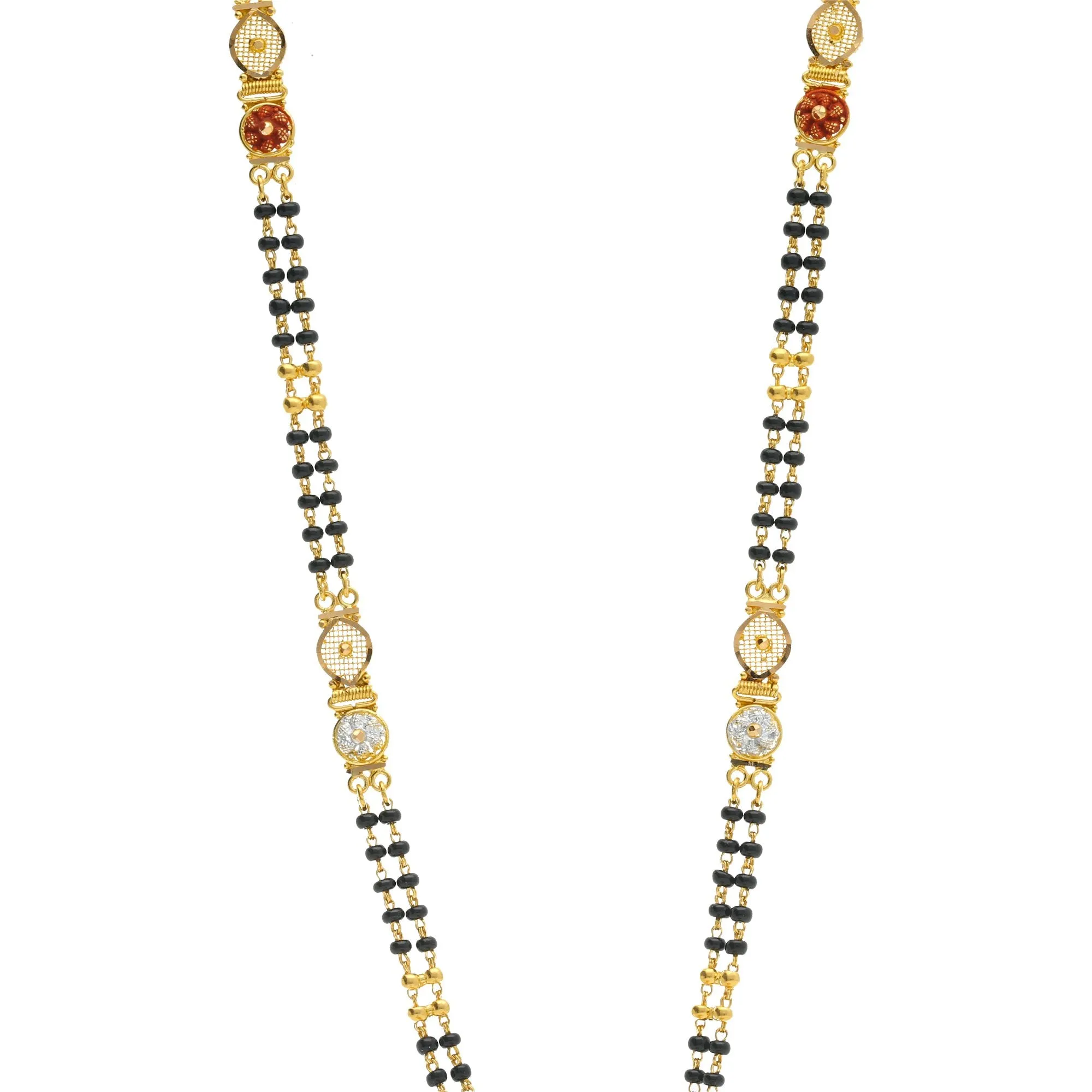 22K Gold Mangalsutra Black Beads Chain, Length 30inches