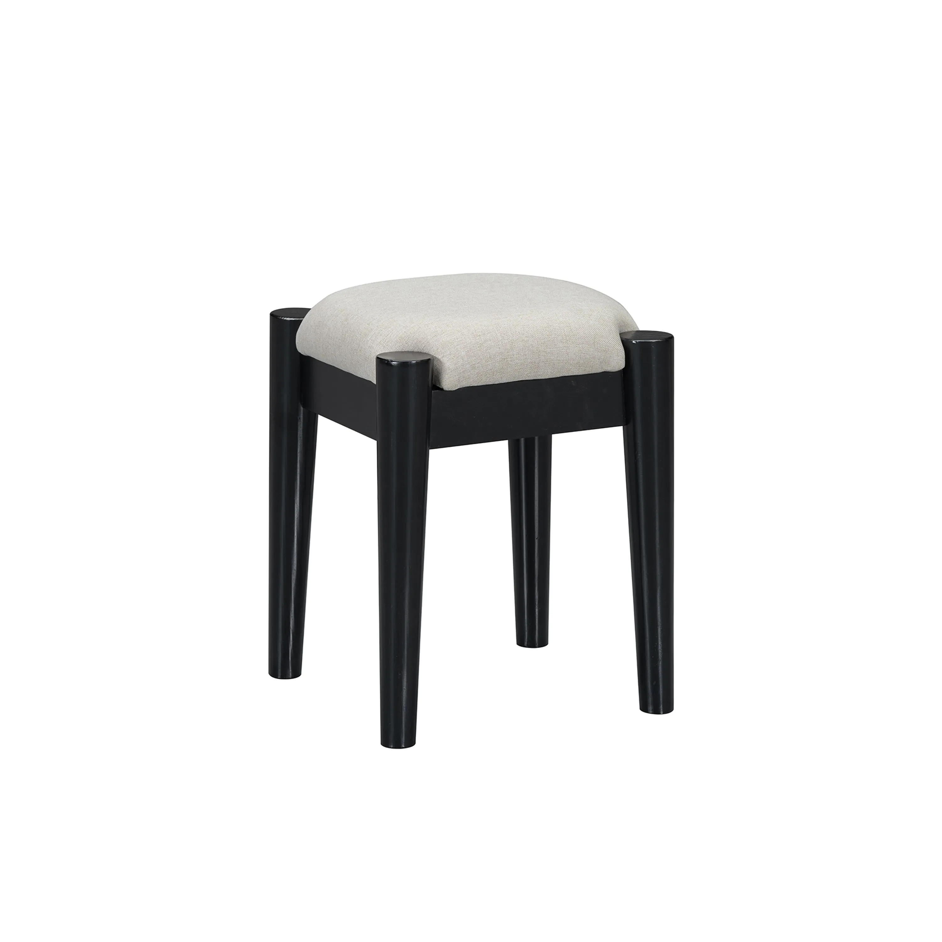 3-Piece Bedroom Set: Queen Bed Frame, Vintage Nightstand, Makeup Vanity Set with Stool, Black