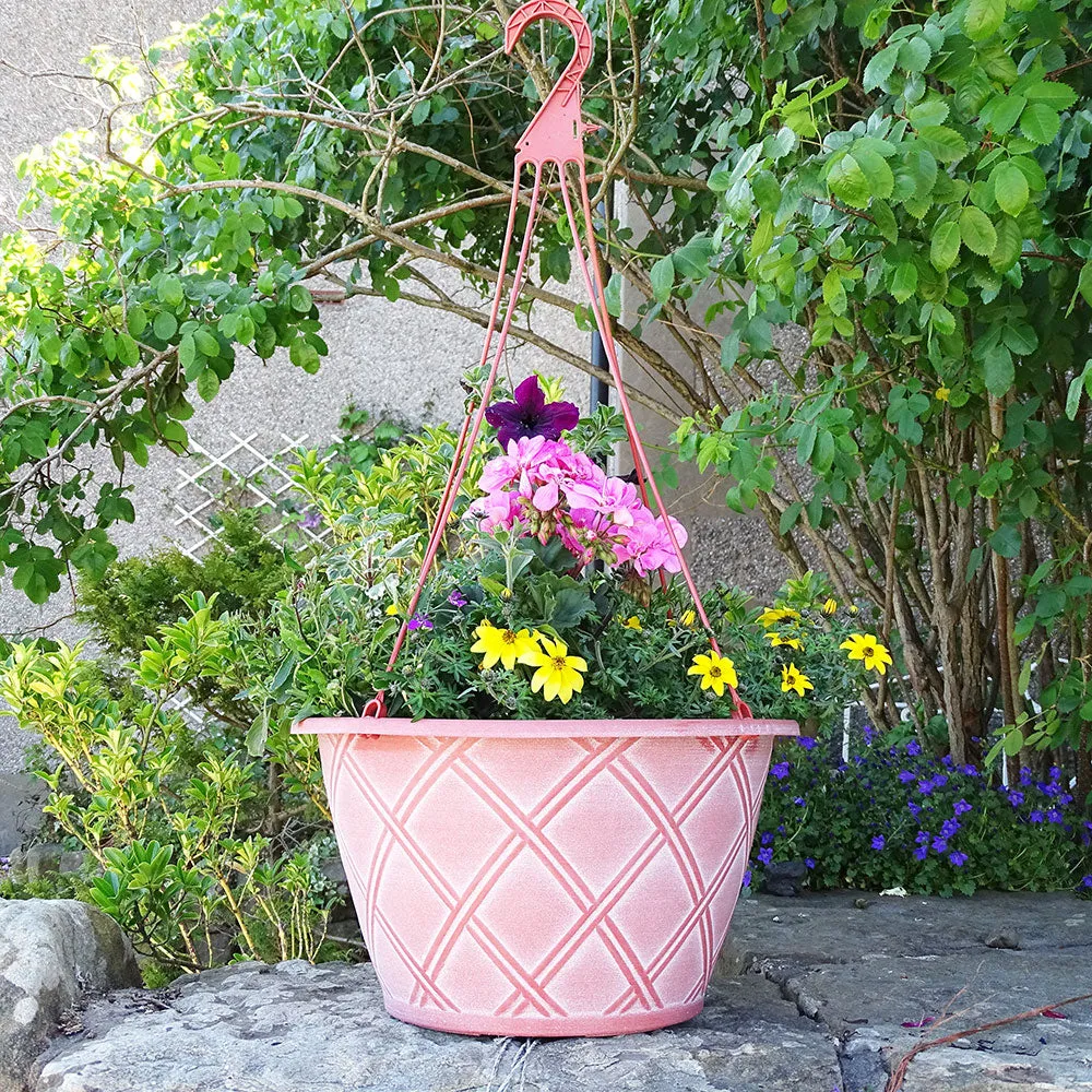 35cm Bell Lattice Basket Terracotta/White Plant Pot