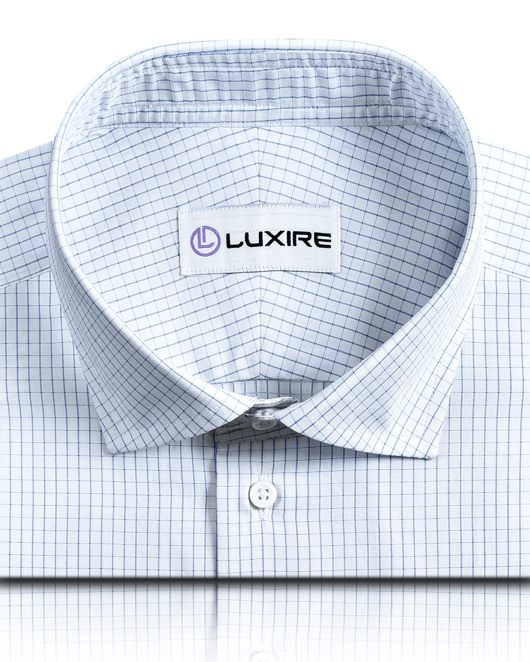 A Touch of Silk:Blue Graph Checks: Natural Wrinkle Free