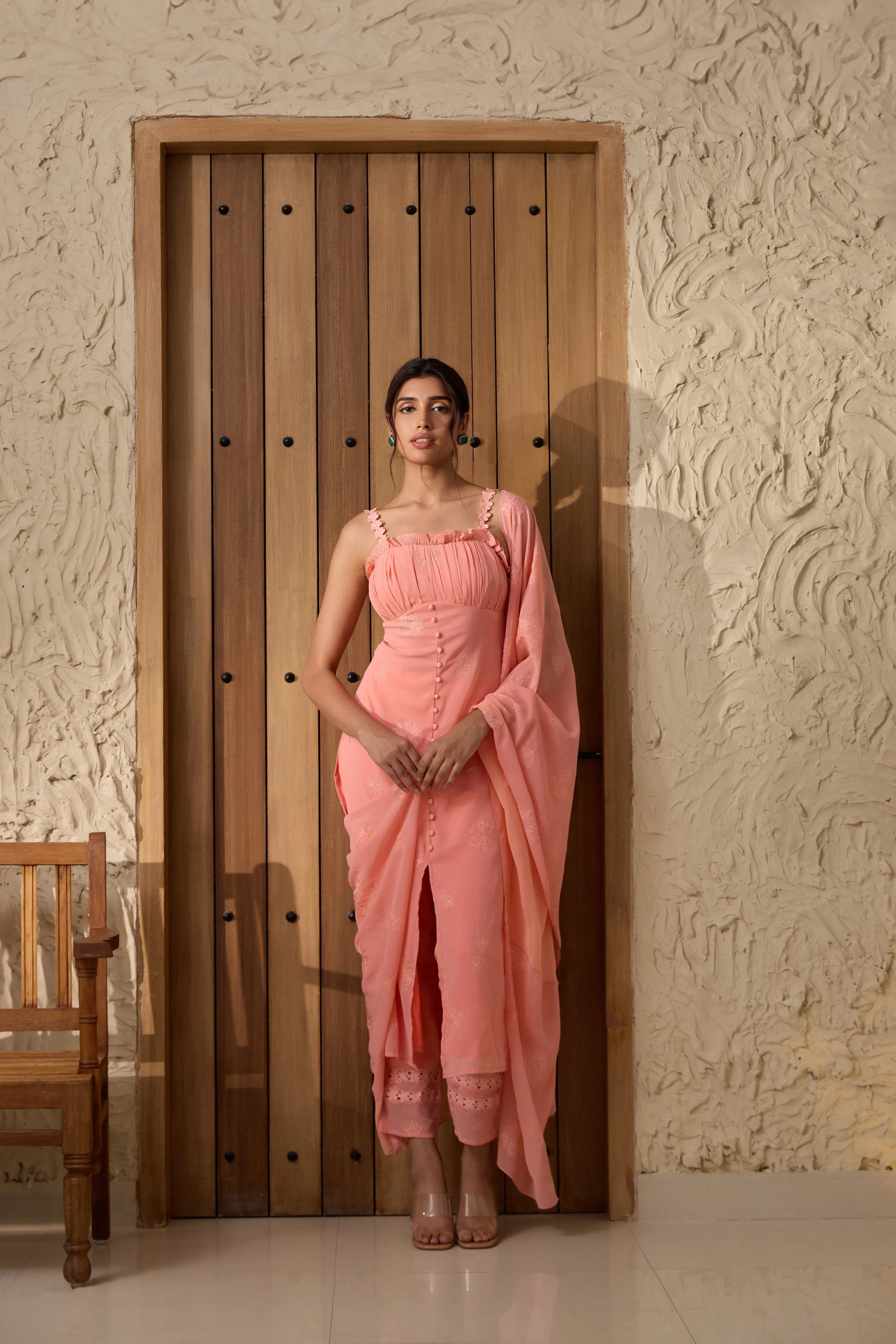 Aarya Pink Embroidered Georgette Kurta Set
