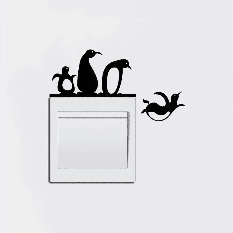 Adorable Penguin Light Switch Wall Sticker