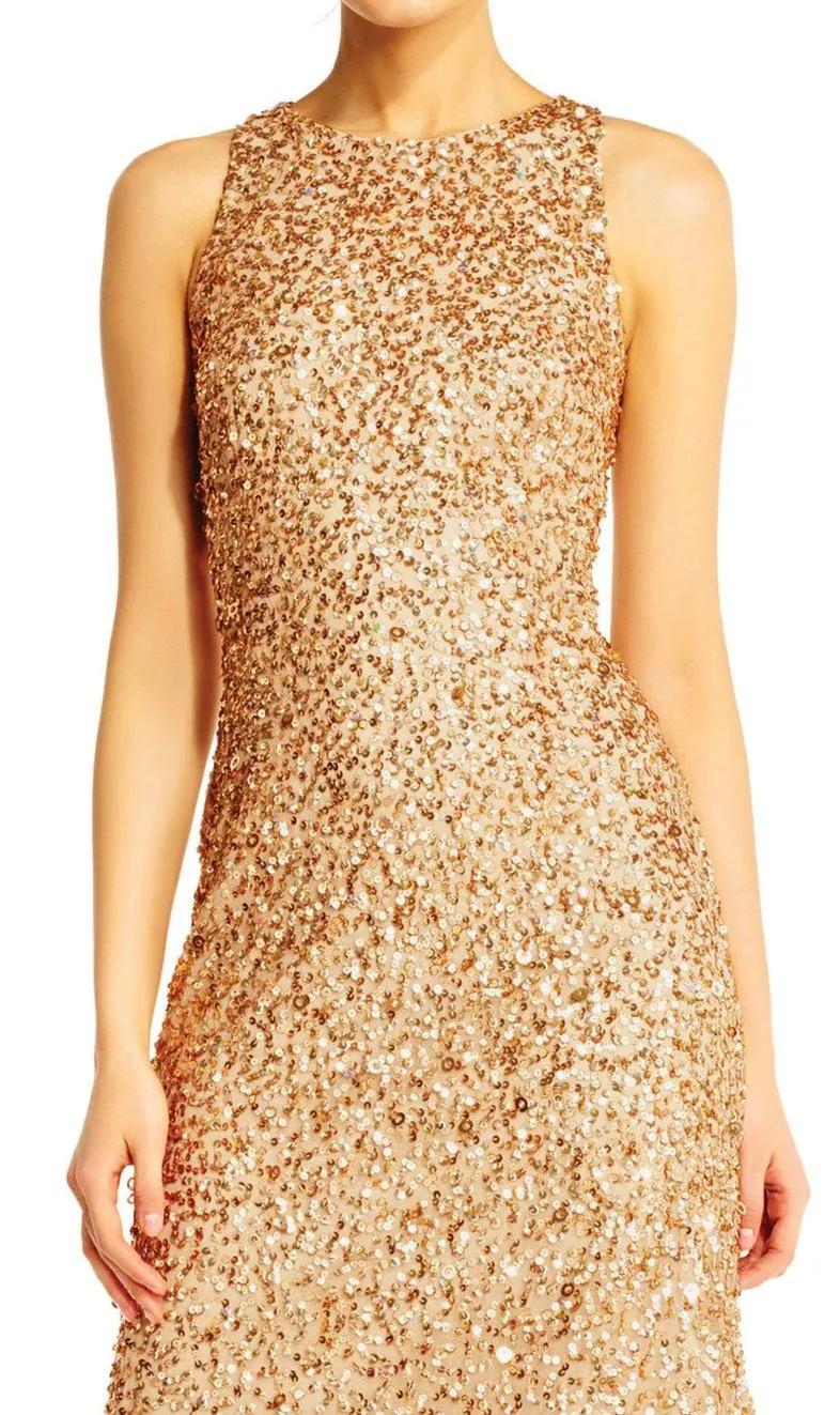 Adrianna Papell AP1E201754 Crew Sleeveless Long Prom Dress