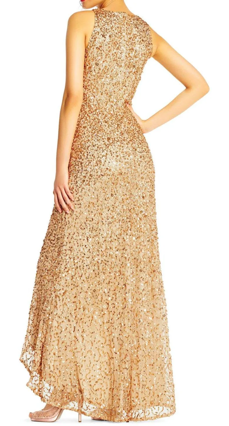 Adrianna Papell AP1E201754 Crew Sleeveless Long Prom Dress
