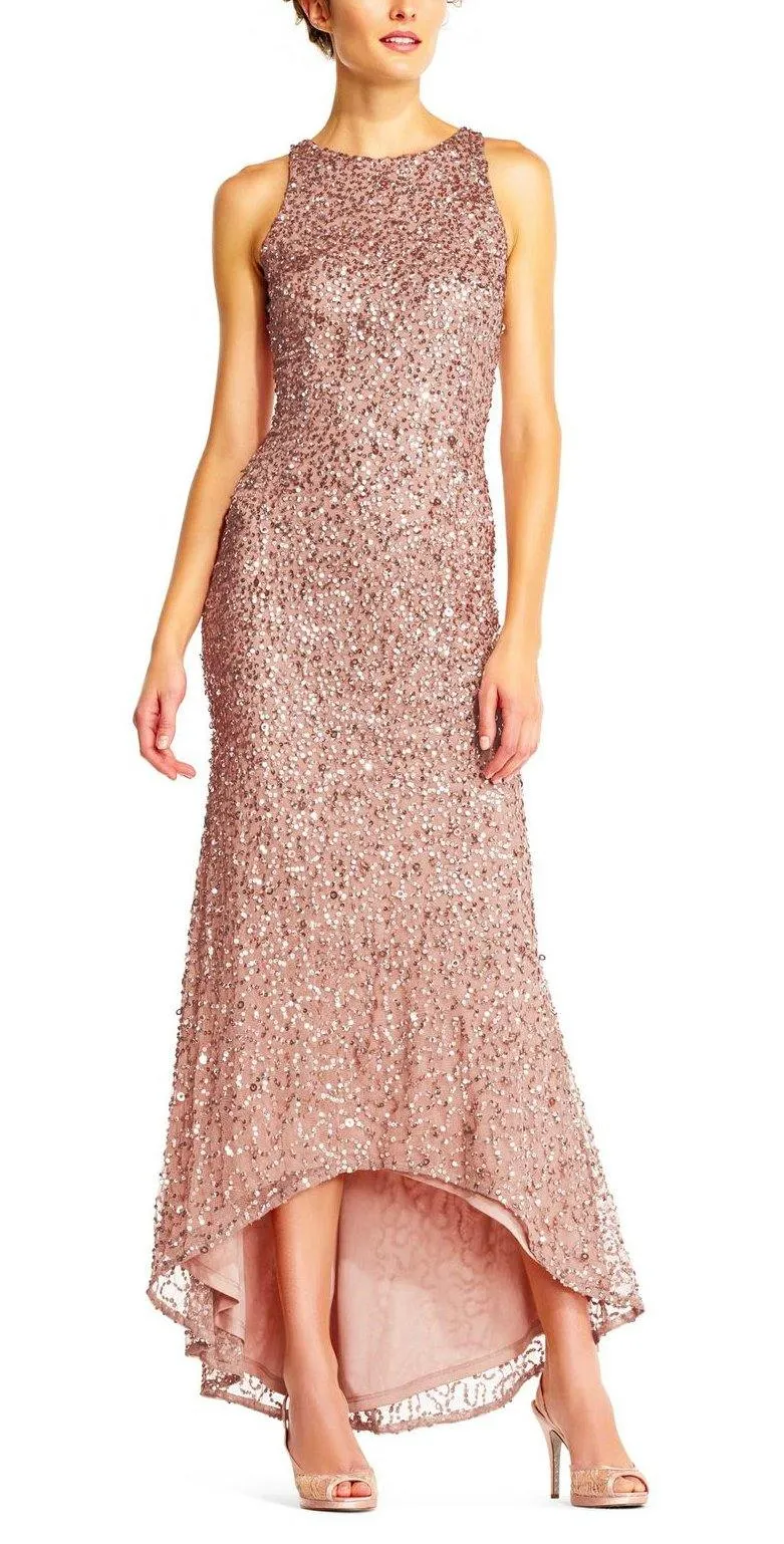 Adrianna Papell AP1E201754 Crew Sleeveless Long Prom Dress