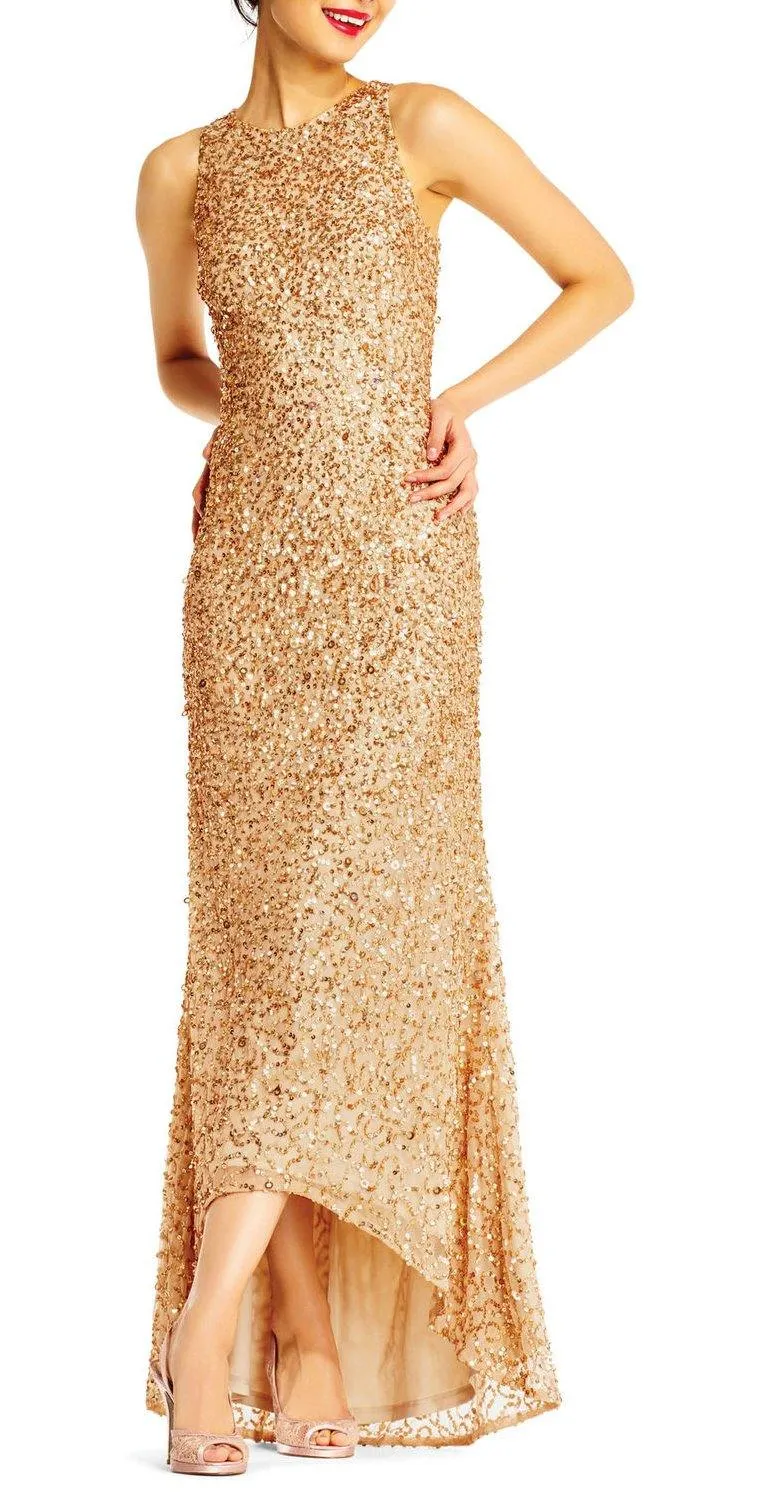 Adrianna Papell AP1E201754 Crew Sleeveless Long Prom Dress