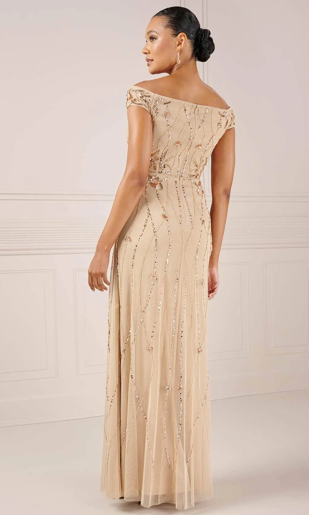 Adrianna Papell Platinum 40435 - Off-Shoulder Beaded Dress