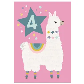 Age 4 Llama Greetings Card by Mifkins