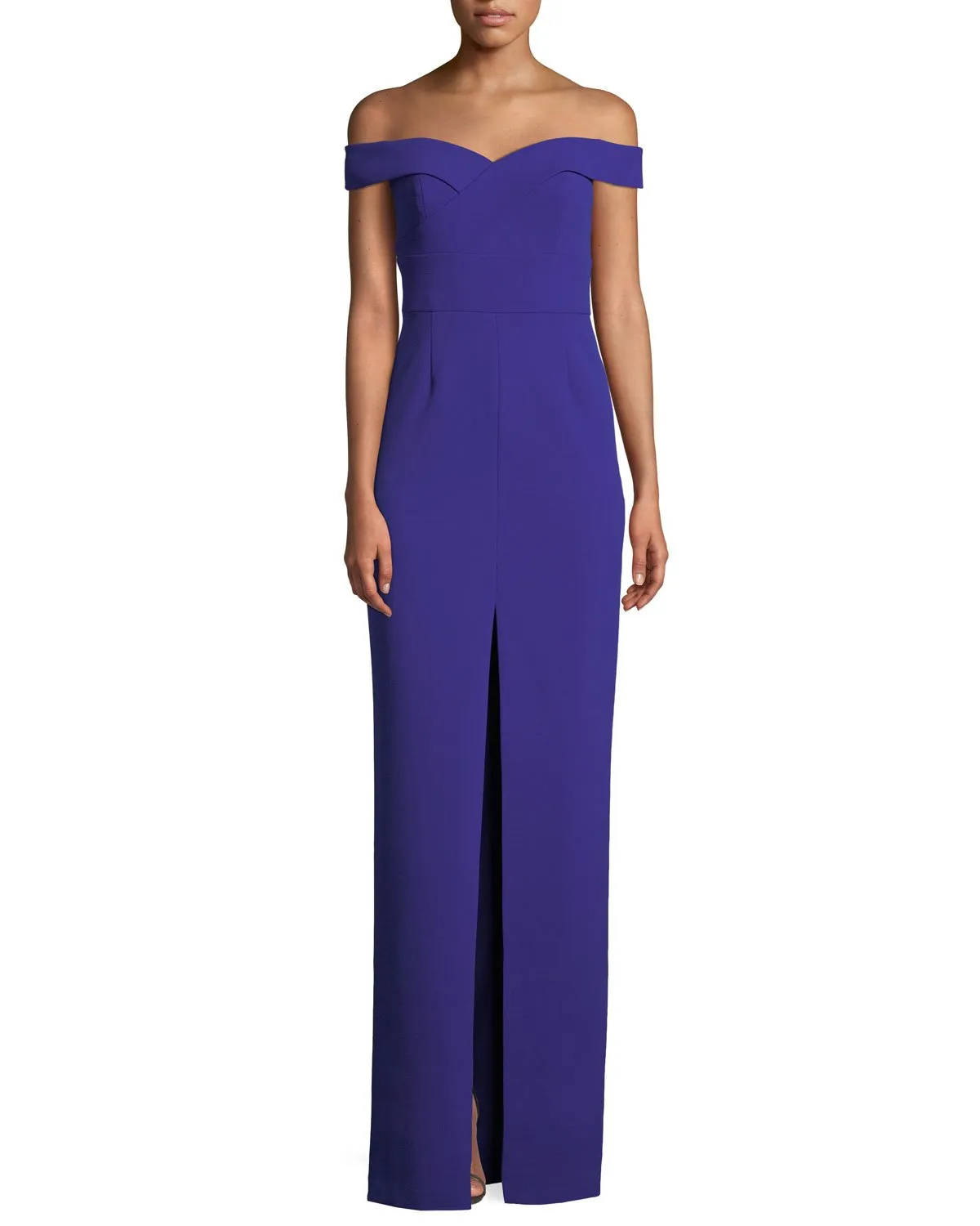 Aidan Mattox - MN1E202585 Off-Shoulder Scuba Crepe Long Sheath Dress