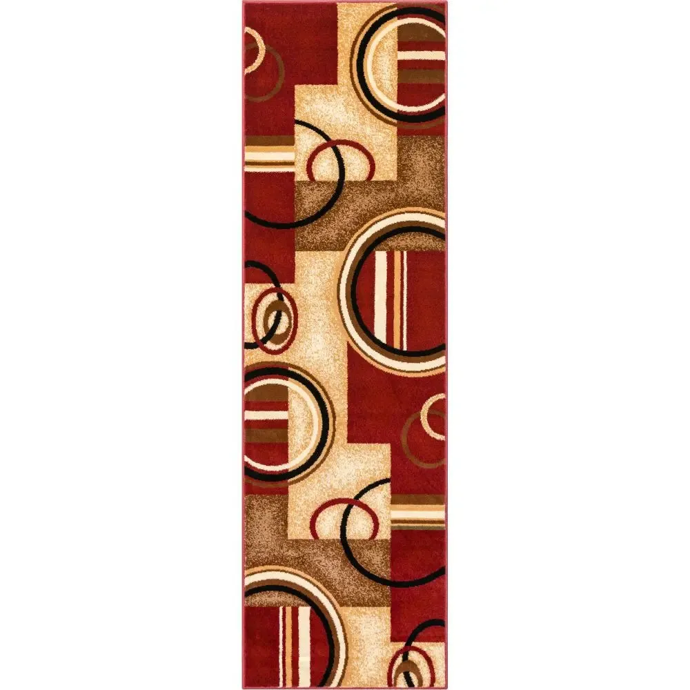 Arcs & Shapes Red Modern Rug