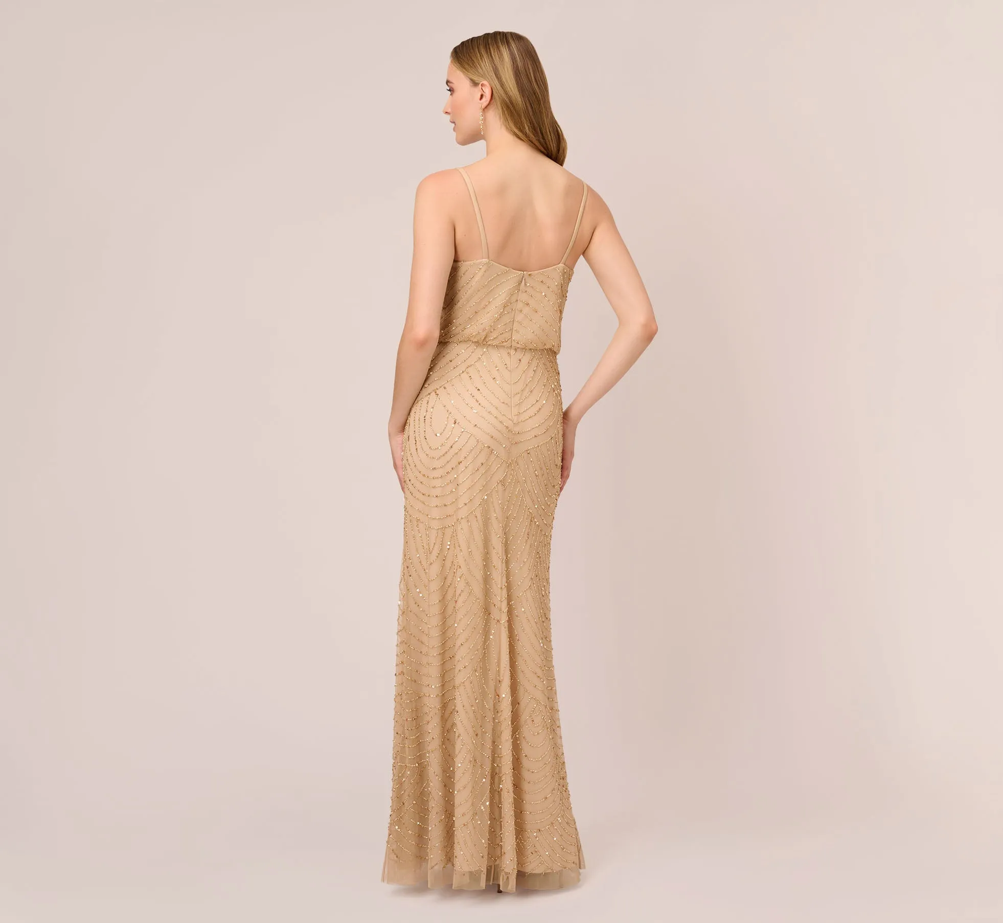 Art Deco Beaded Blouson Gown In Champ Gold