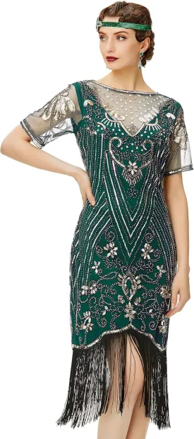 BABEYOND Flapper Dresses 1920s Gatsby - Roaring 20s Sequin Beaded Dress Fringe Dress