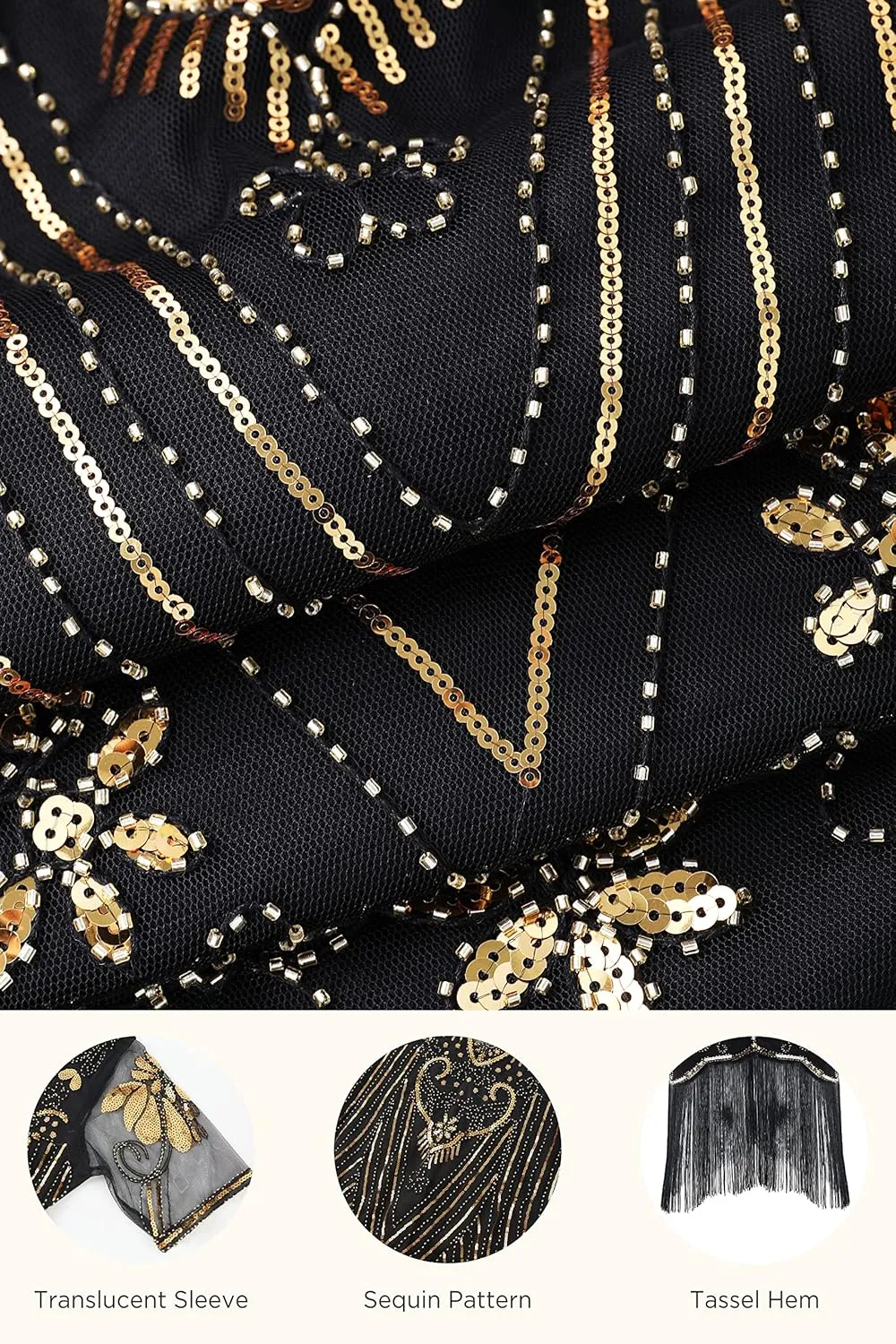BABEYOND Flapper Dresses 1920s Gatsby - Roaring 20s Sequin Beaded Dress Fringe Dress