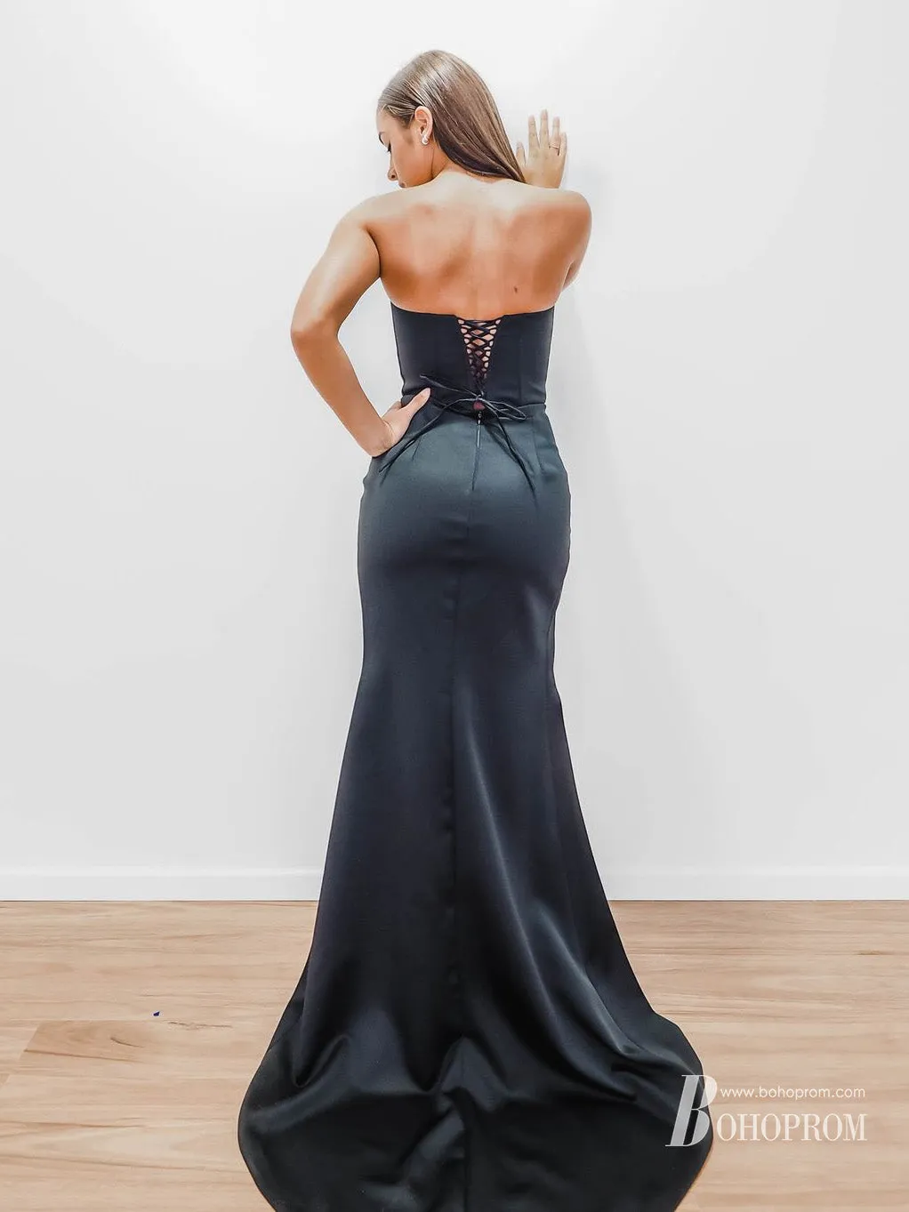 Beautifully Off-the-shoulder Sheath Prom Dresses Satin Evening Gowns With Pleat PD653
