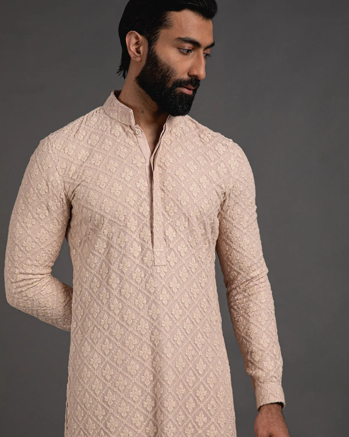 Beige Churidaar With Kurta Set