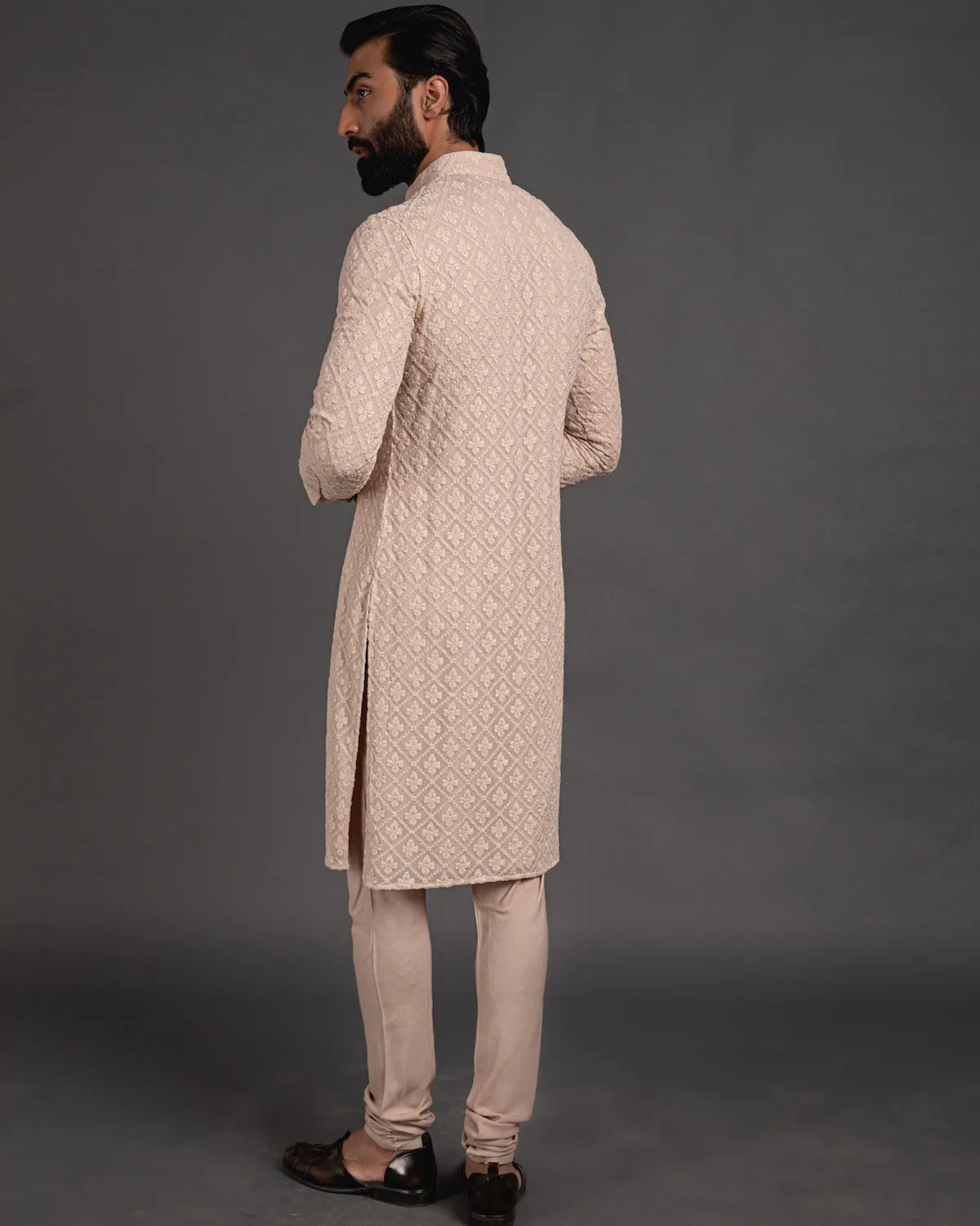 Beige Churidaar With Kurta Set