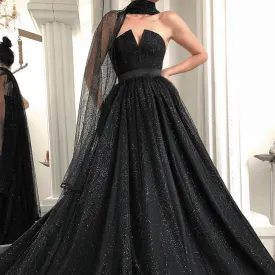 black sparkle prom dresses ball gown 2020 high neck elegant one shoulder cheap prom gown