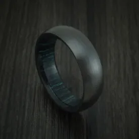 Black Zirconium and Indigo Wood Hard Wood Sleeve Men's Ring Custom Made