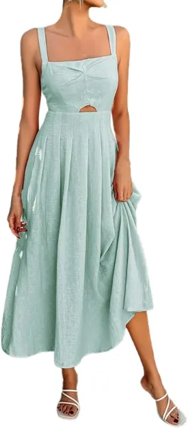 Boho Dresses for Women 2025 Plus Size Sleeveless Sundress Casual Loose Plain Long Dresses Summer Vacation Maxi Dress