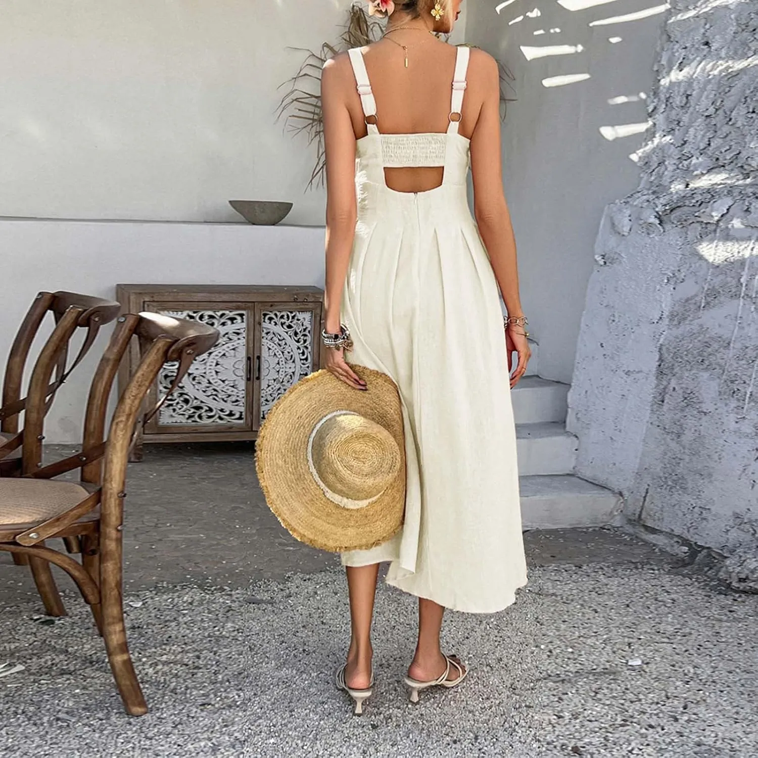 Boho Dresses for Women 2025 Plus Size Sleeveless Sundress Casual Loose Plain Long Dresses Summer Vacation Maxi Dress