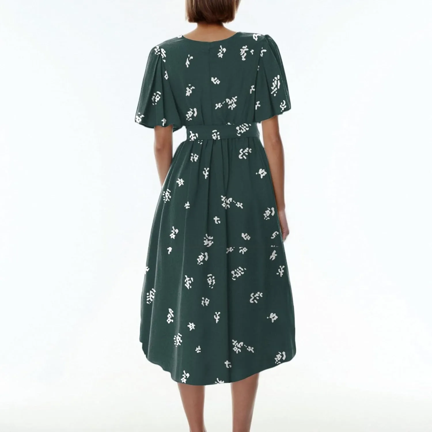 Chiffon Dresses for Women Cocktail 2025 Summer Sexy Wrap Dresses Wedding Guest Womens Midi Flowy Floral Dress
