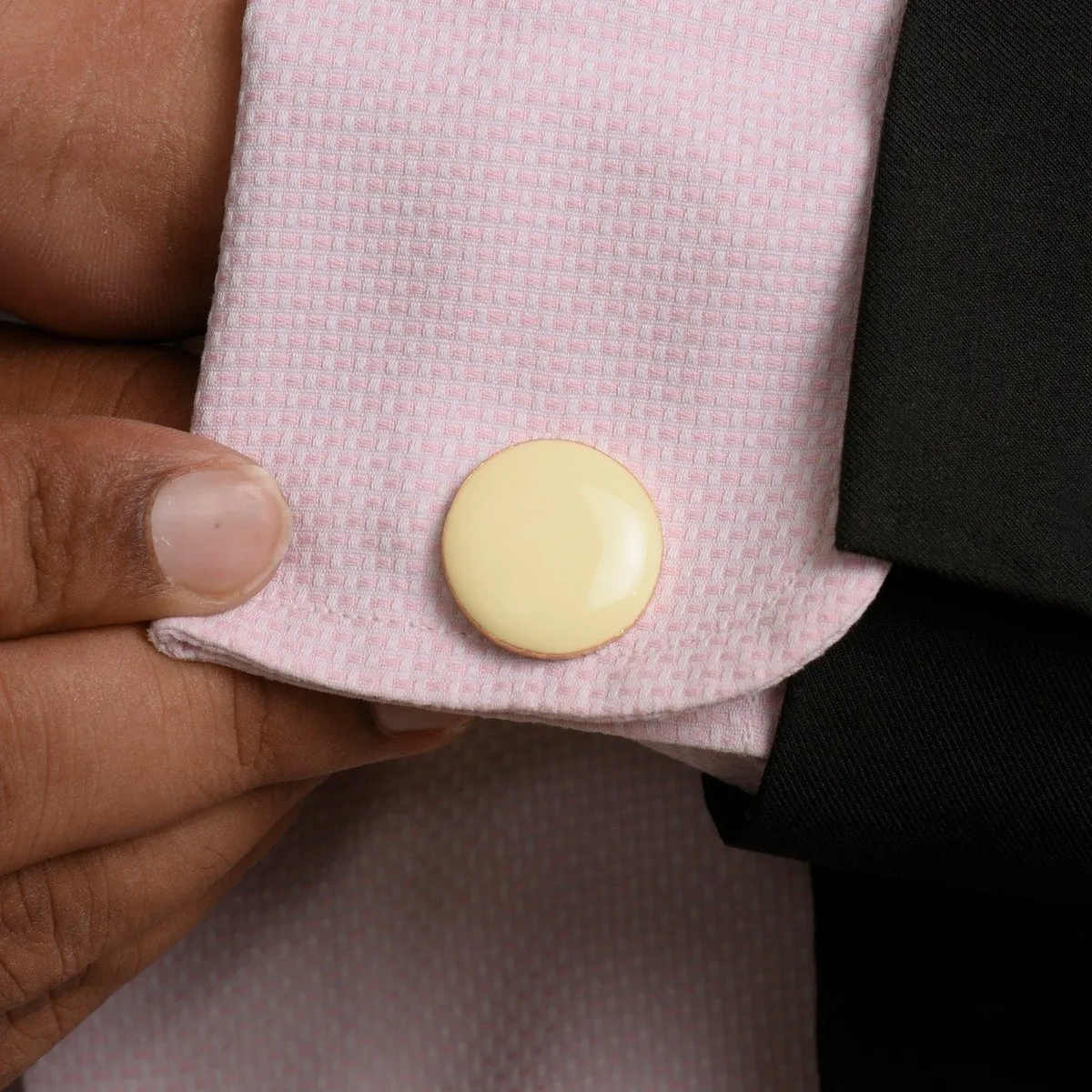 Chokore Beige color Round shape Cufflinks