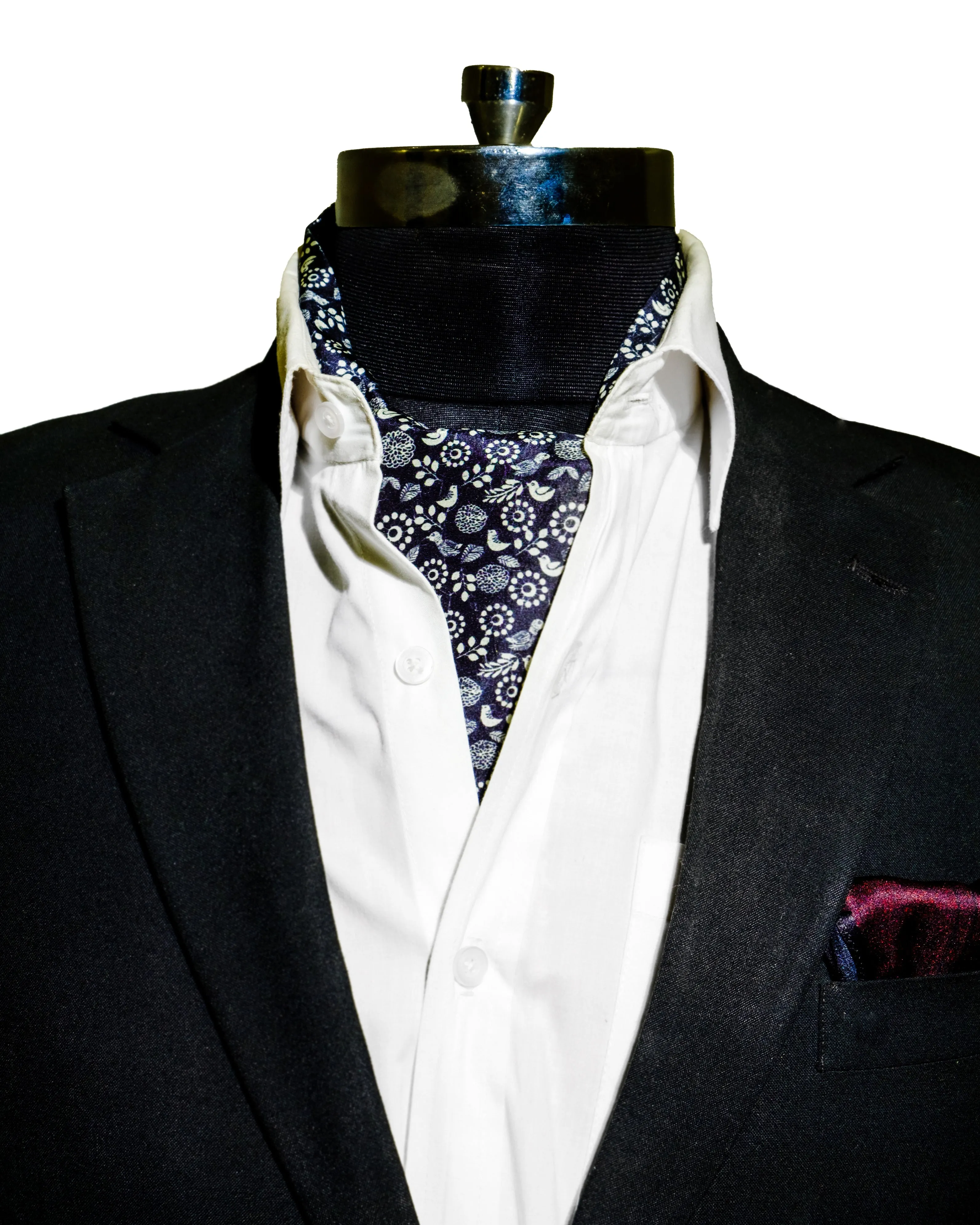 Chokore Black & White Bird print Silk Cravat