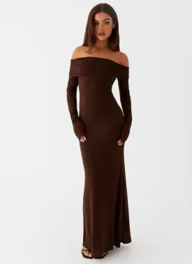 Brown Cocoa Long-Sleeve Maxi Dress