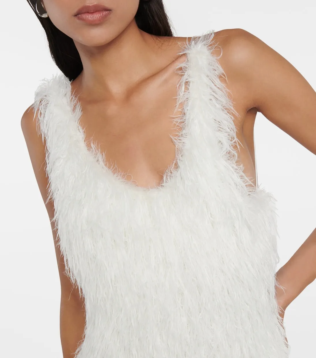 Coperni feather mini dress, white