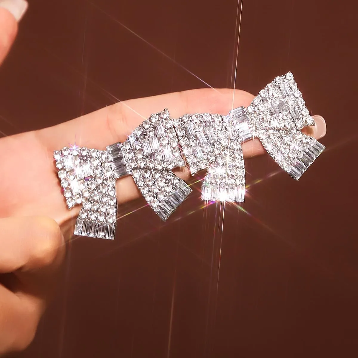 Coquette Silver & Gold Rhinestone Bow Earrings - Long Dangle & Stud Styles for Women - Christmas Jewelry