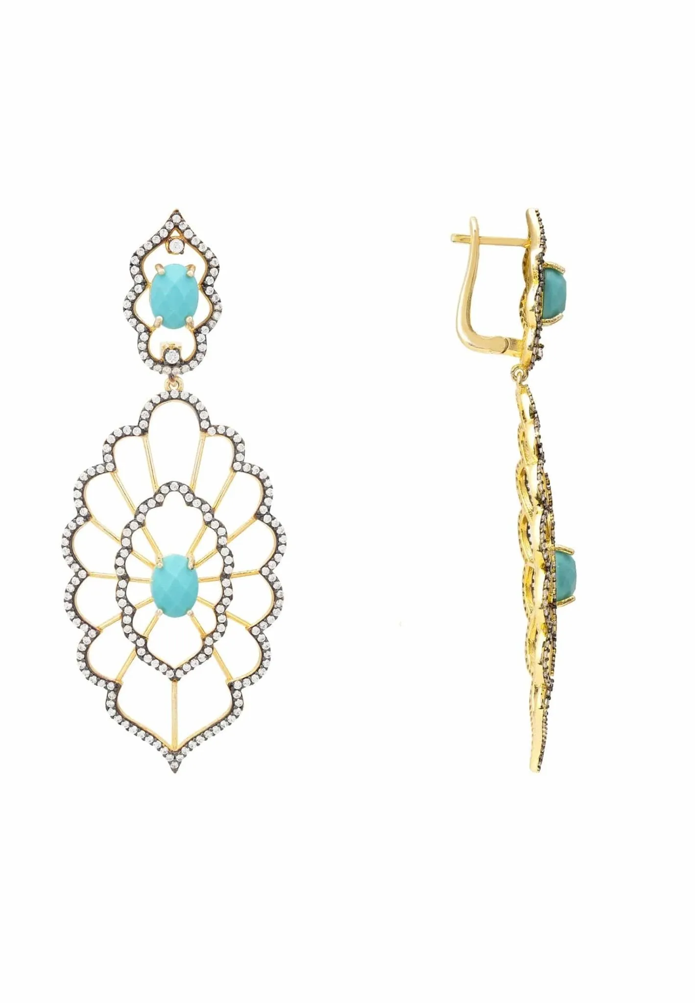 Countessa Earrings White Turquoise Gold