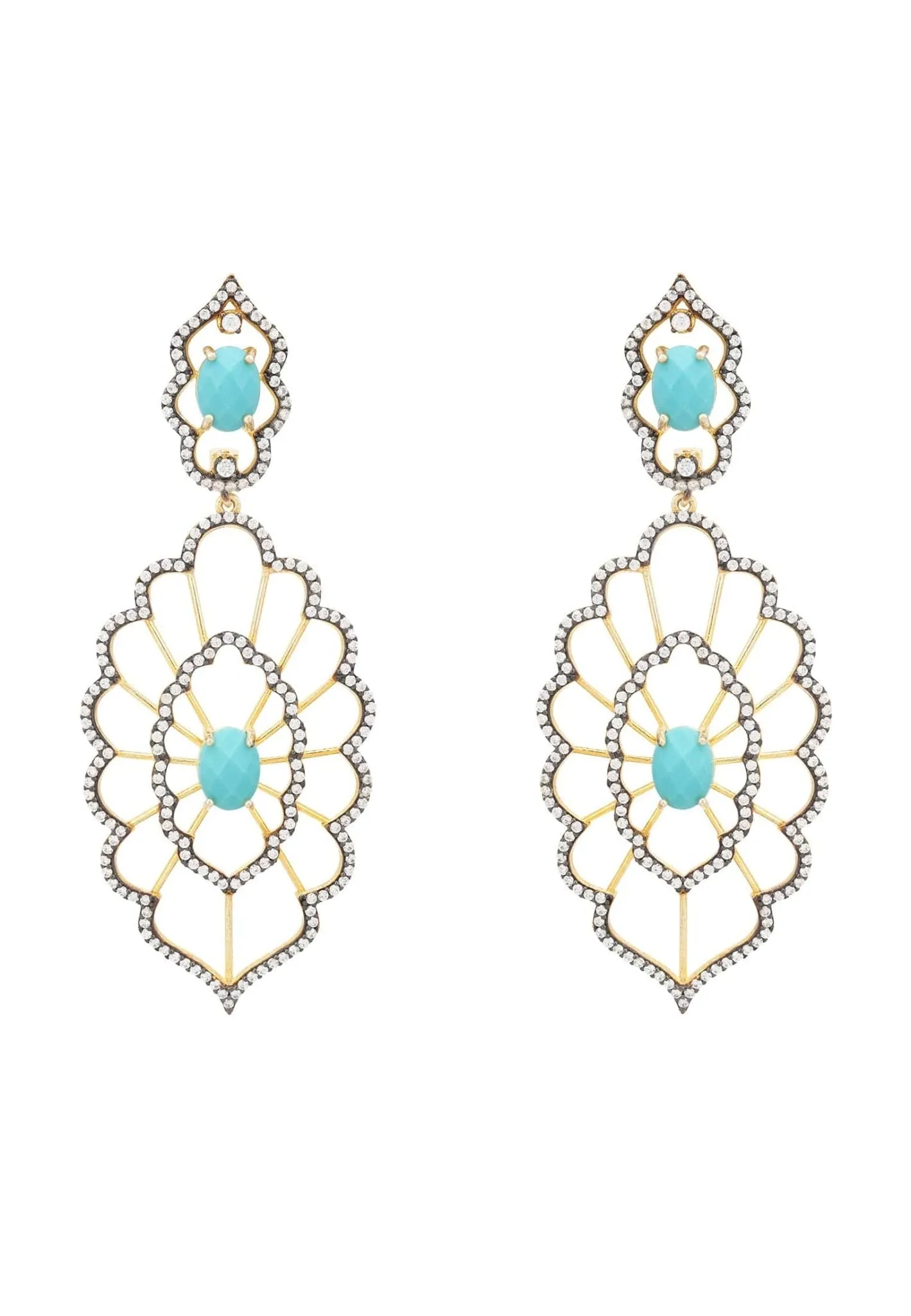 Countessa Earrings White Turquoise Gold