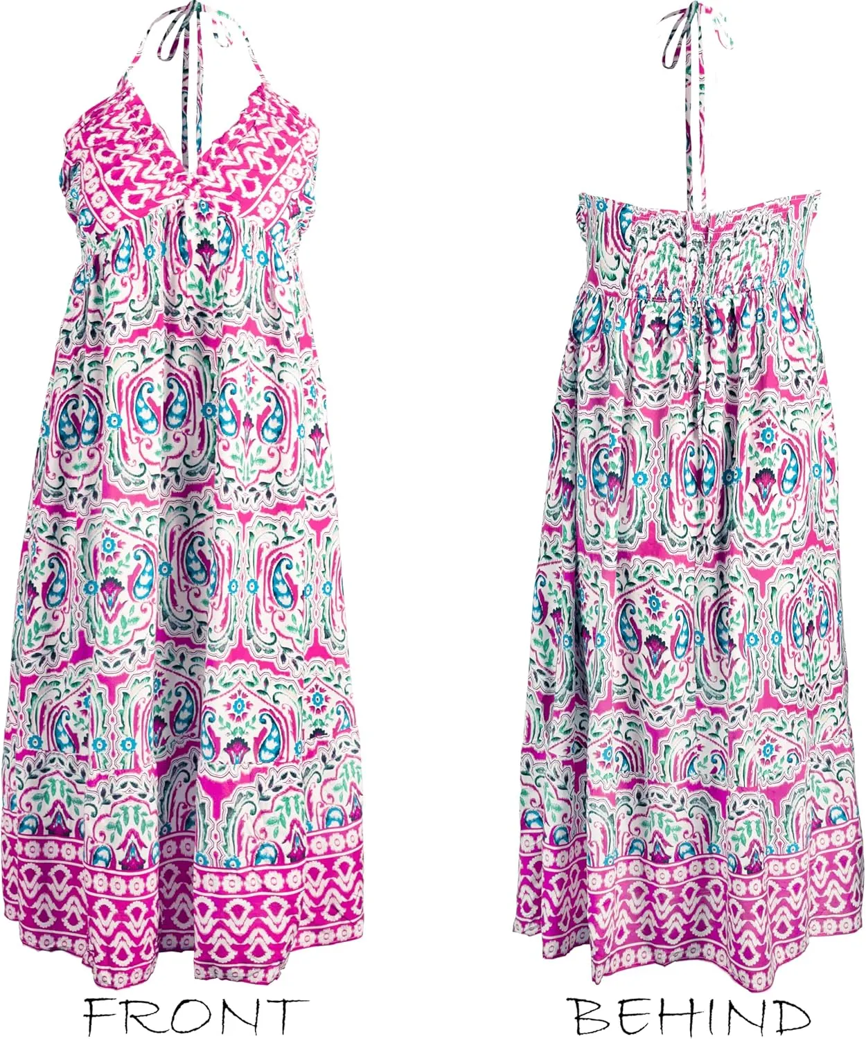 CUPSHE Women Backless Floral Summer Dress Plunging V Halter Neck Spaghetti Strap Ruffle Casual Beach Holiday Maxi Dress