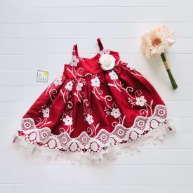 Dahlia Dress in Fancy Red Lace