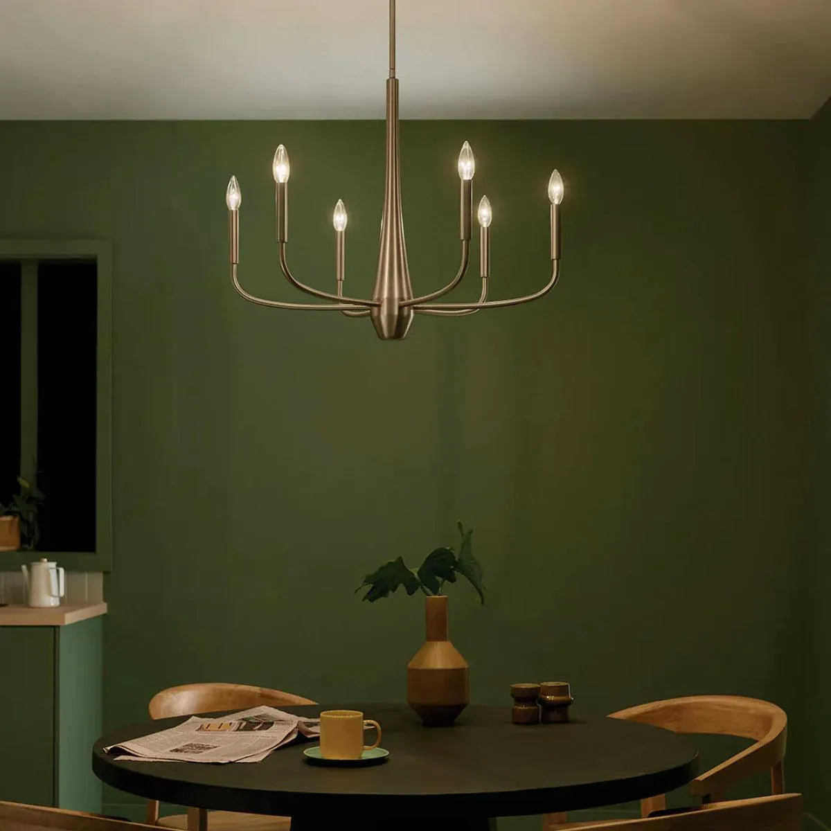Deela 28" 6-Light Chandelier 1-Tier, Champagne Bronze Finish