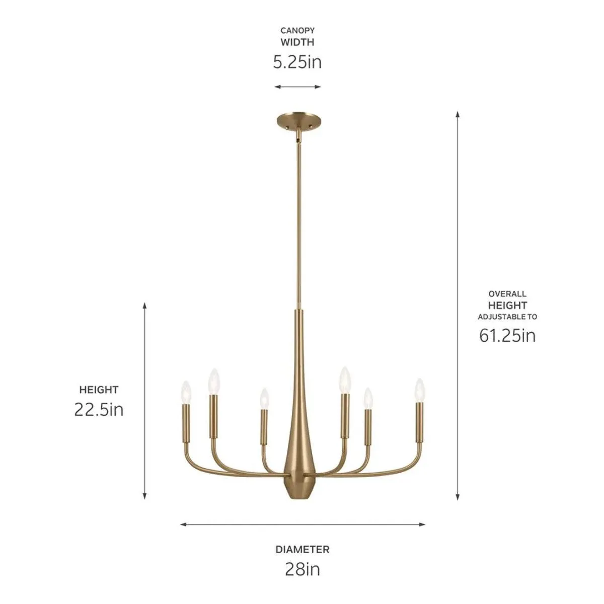 Deela 28" 6-Light Chandelier 1-Tier, Champagne Bronze Finish