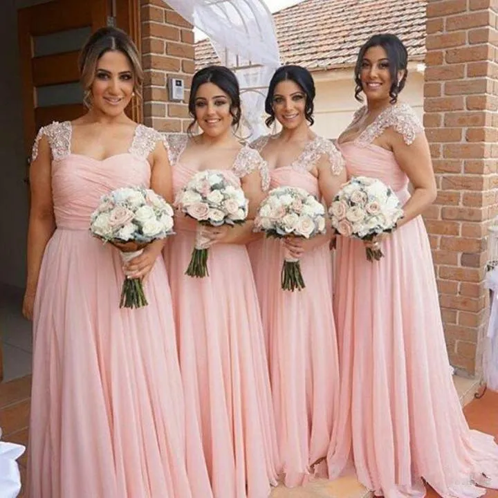 Delicate Chiffon V-neck Neckline A-line Bridesmaid Dresses With Beaded Appliques BD082