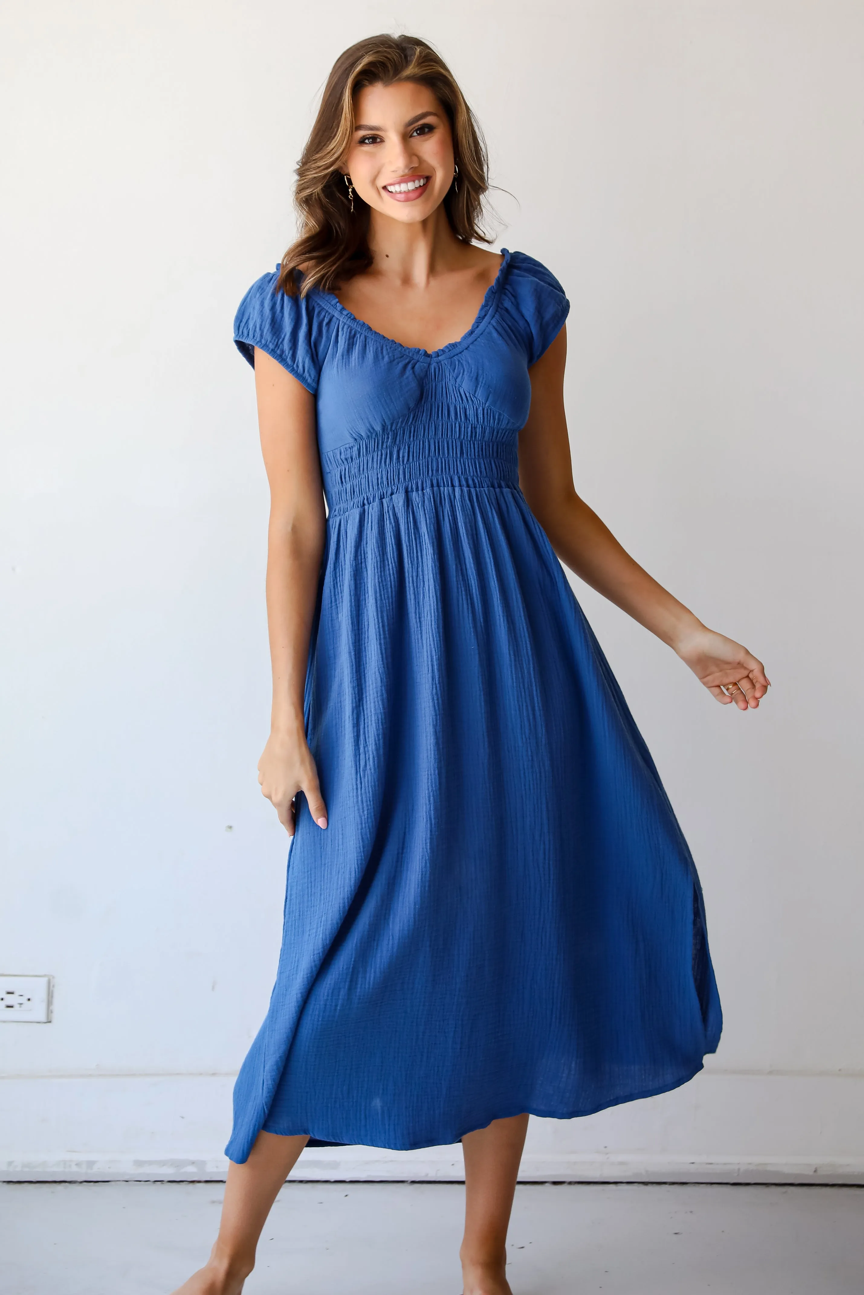 Destined For Sun Blue Linen Maxi Dress