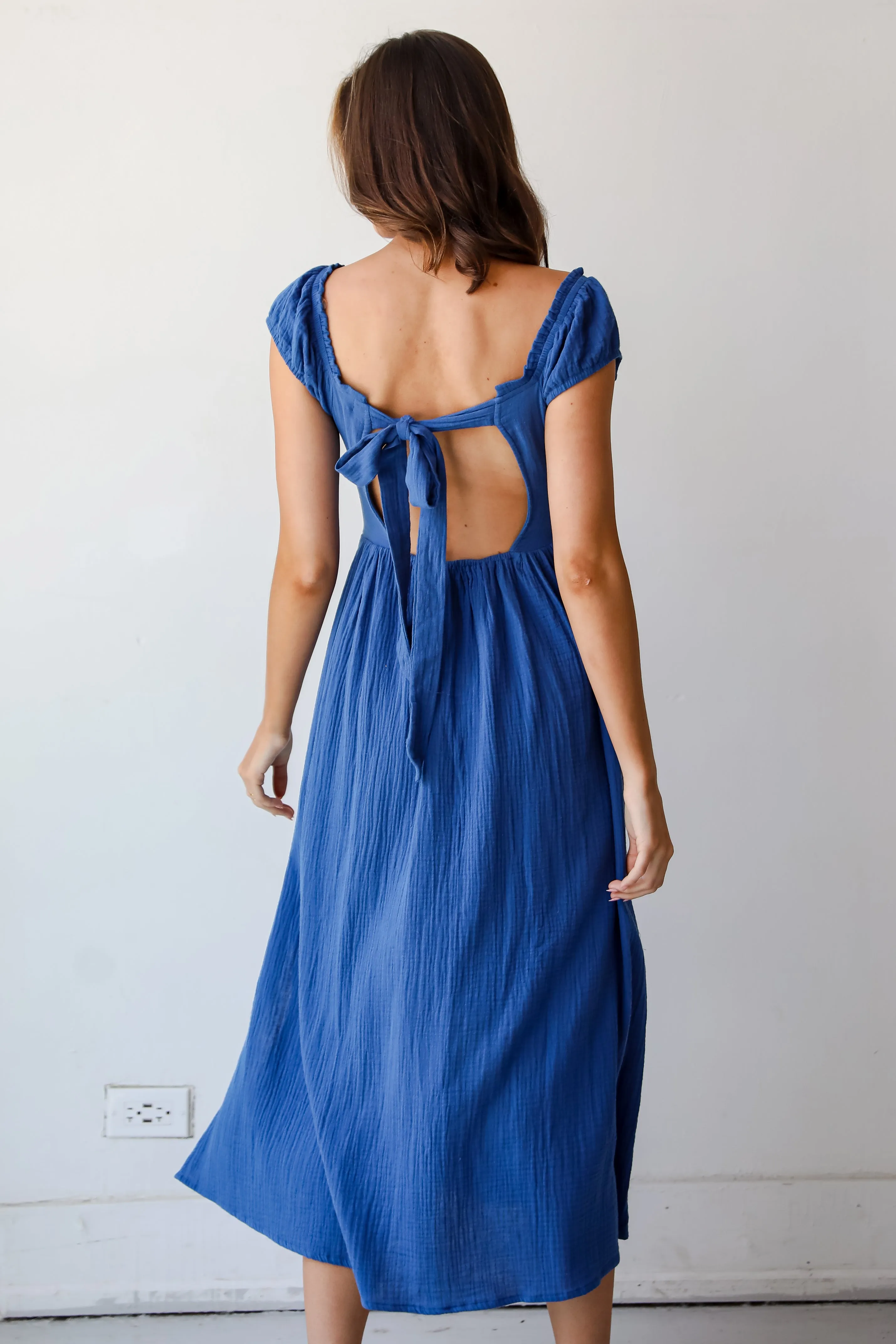 Destined For Sun Blue Linen Maxi Dress
