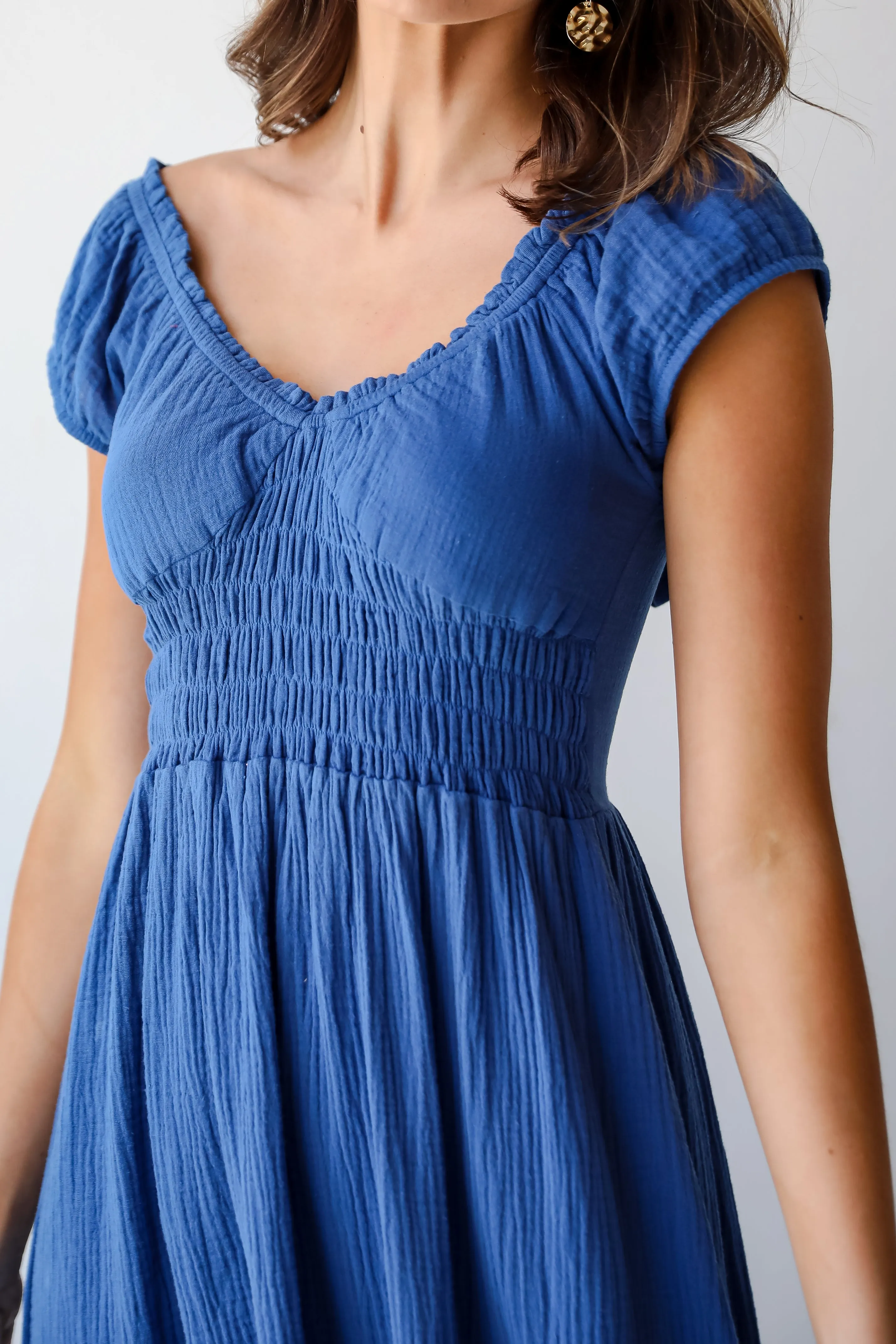 Destined For Sun Blue Linen Maxi Dress